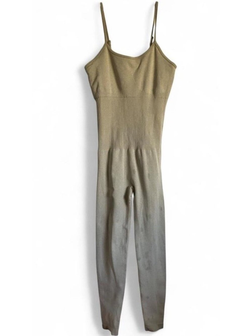 Women's Beige Shapewear Bodysuit M Regular Moderate Compression Seamless Ribbed